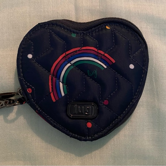 Lug Heart-Shaped Quilted Pouch - Navy with Rainbow Accents - Picture 2 of 3